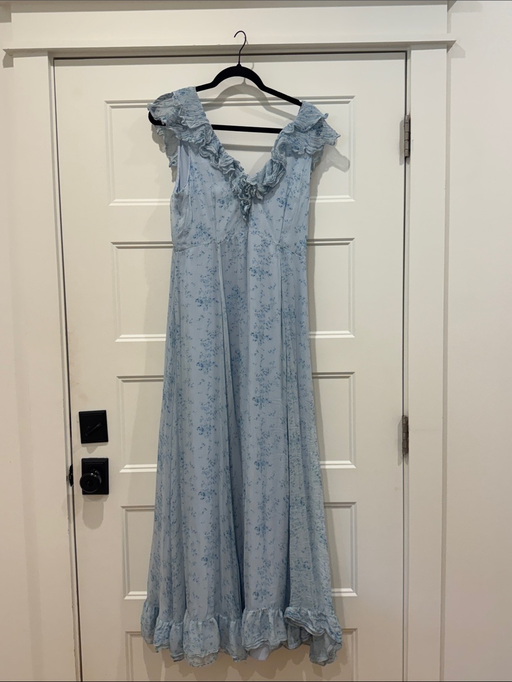 Sachin + Babi Powder Blue Floral Ruffle Maxi Dress